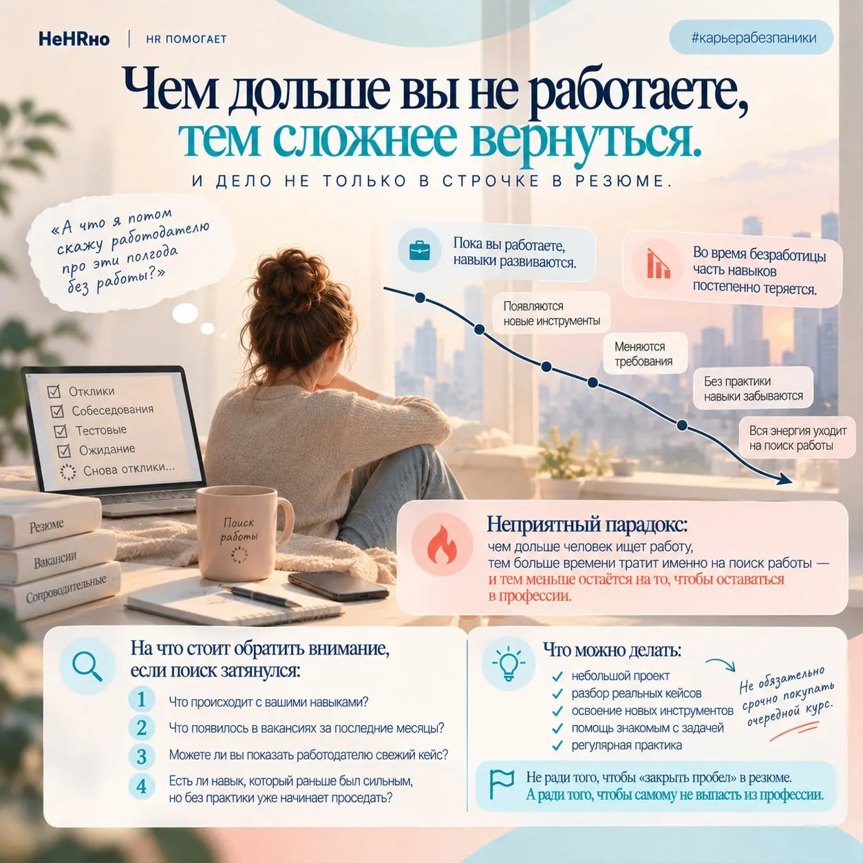Чем дольше вы не работаете, тем сложнее вернуться | Сетка — социальная сеть от hh.ru