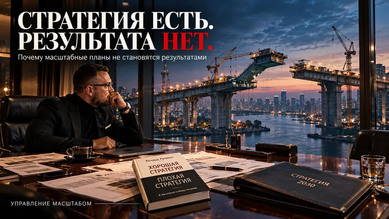 📚 СТРАТЕГИЯ ЕСТЬ. ТОЛЬКО ПОЧЕМУ-ТО НЕ РАБОТАЕТ.
Есть в корпоративном мире удивительный жанр литературы — стратегия развития компании.
Обычно это красивый документ страниц на сто | Сетка — социальная сеть от hh.ru