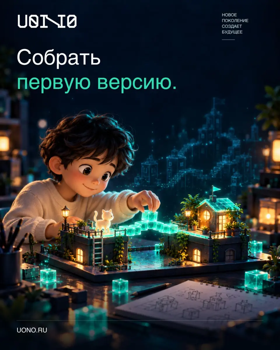 Первая версия игры может быть совсем маленькой.
Представим, что ребёнок задумал целый город с героями и приключениями. Начать можно с одного места: герой появляется, двигается и добирается до цели | Сетка — социальная сеть от hh.ru