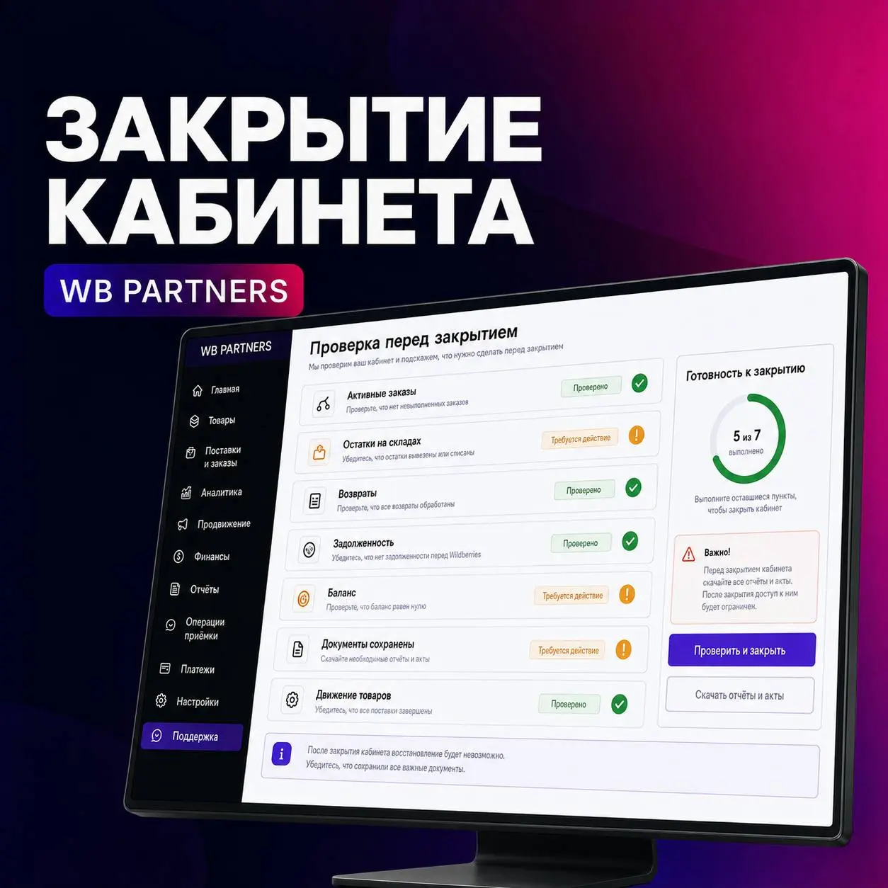 🚪 Как прекратить сотрудничество с Wildberries
Закрытие кабинета — это отдельная процедура. Просто перестать создавать поставки недостаточно | Сетка — социальная сеть от hh.ru