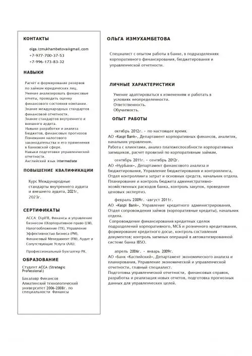 Ольга Измухамбетова