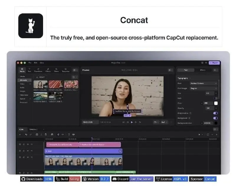 Concat — бесплатный видеоредактор без ограничений
Появился Concat — бесплатная альтернатива CapCut с открытым исходным кодом | Сетка — социальная сеть от hh.ru
