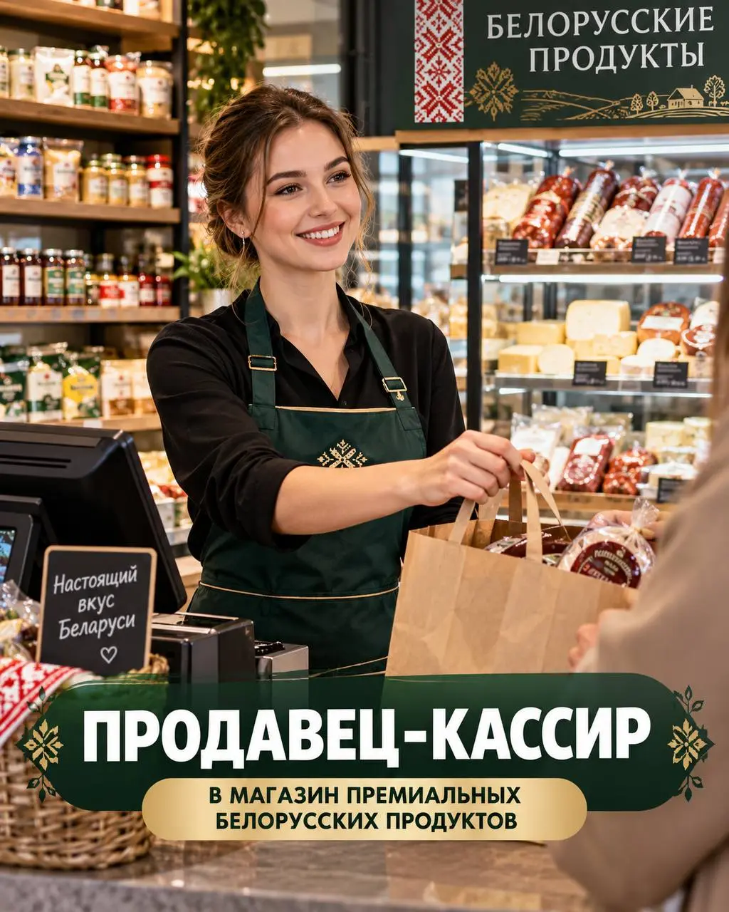 ПРОДАВЕЦ-КАССИР
5 000₽/смена - 6 000₽/смена
Магазин премиальных белорусских продуктов
• Москва, м | Сетка — социальная сеть от hh.ru