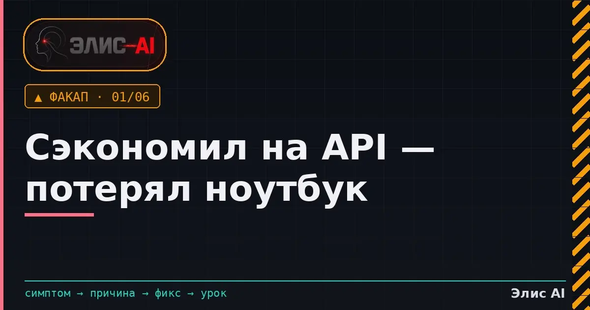 Хотел сэкономить на API — потерял ноутбук на вечер | Сетка — социальная сеть от hh.ru