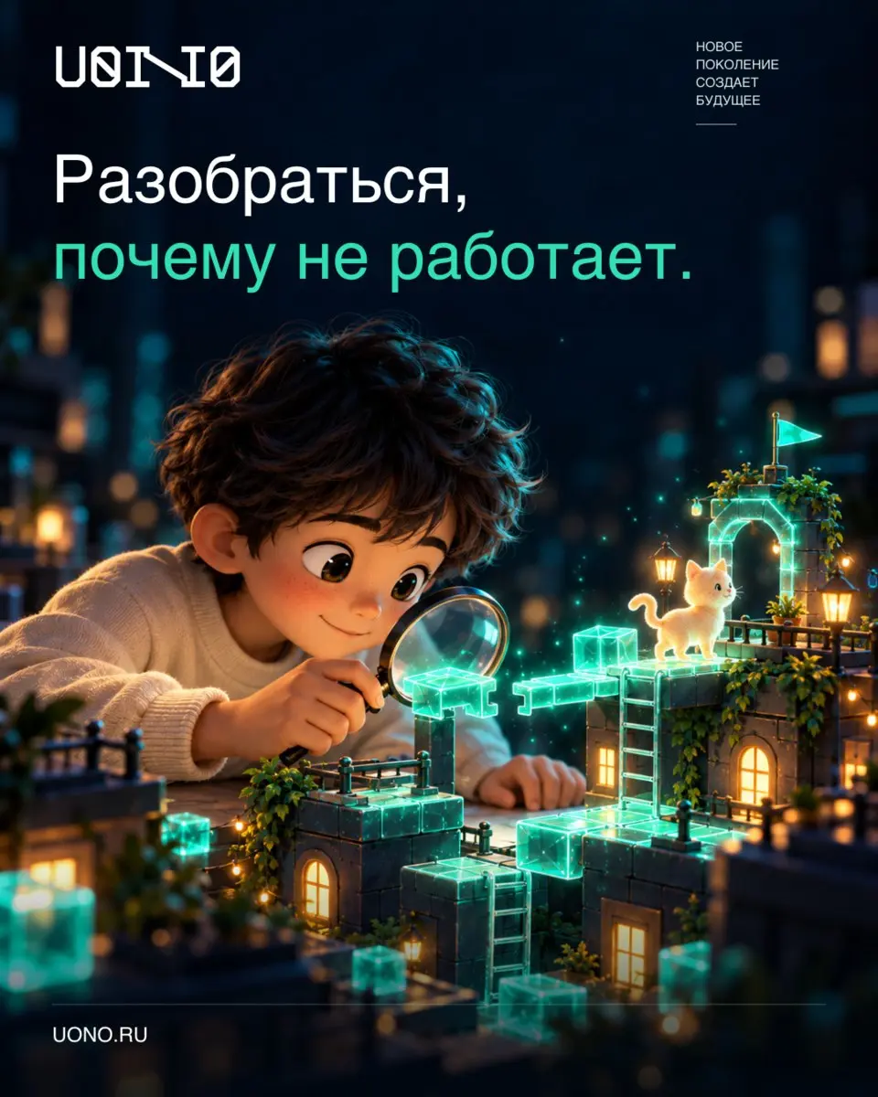 Герой дошёл до финиша, а игра не засчитала победу.
Возьмём такой пример. Ребёнок придумал правило, собрал игру и при запуске увидел, что она работает иначе, чем он ожидал | Сетка — социальная сеть от hh.ru