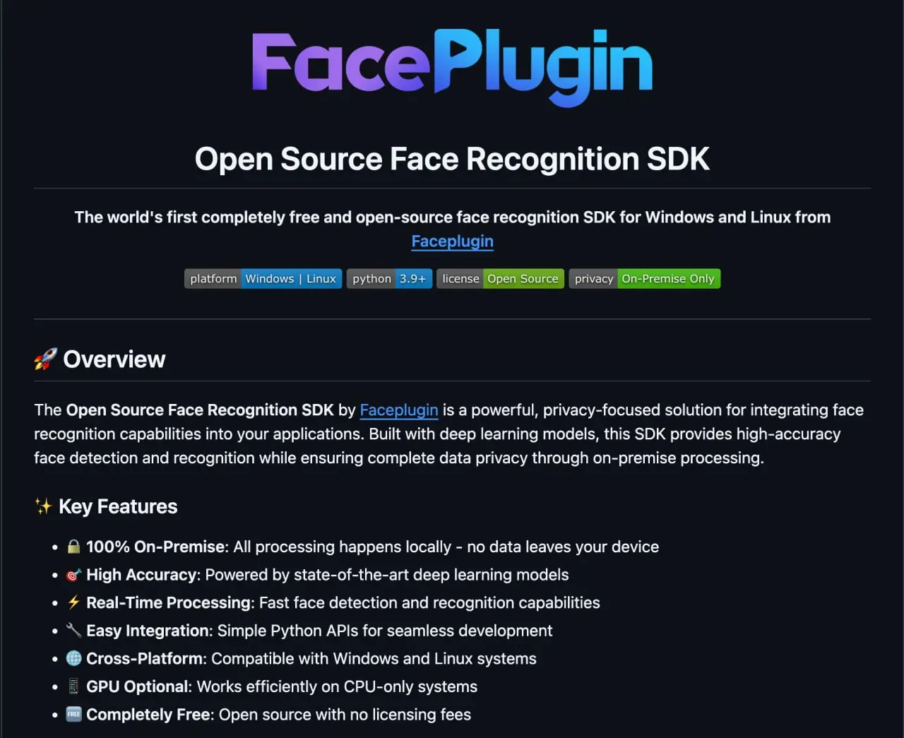👁 ТВОЕ ЛИЦО — ЭТО ПАРОЛЬ
Faceplugin выкатили Open-Source Face Recognition SDK — готовый движок, который превращает твою вебку или камеру в FaceID | Сетка — социальная сеть от hh.ru