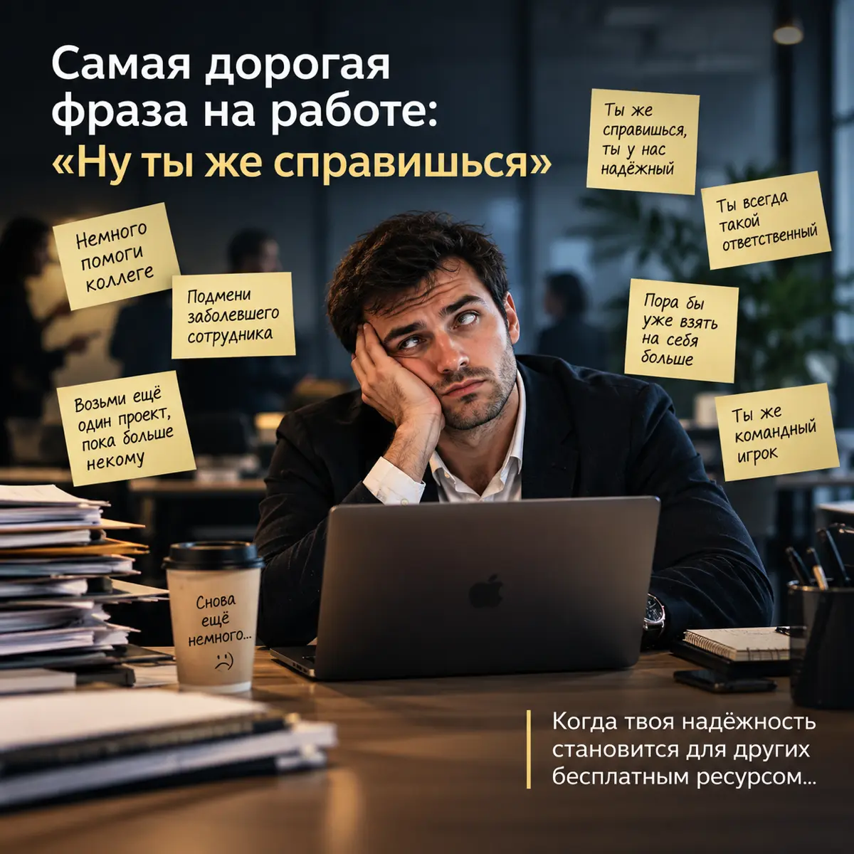 Самая дорогая фраза на работе: «Ну ты же справишься».
Знакомо?
Сначала тебя просят немного помочь коллеге.
Потом подменить заболевшего сотрудника | Сетка — социальная сеть от hh.ru