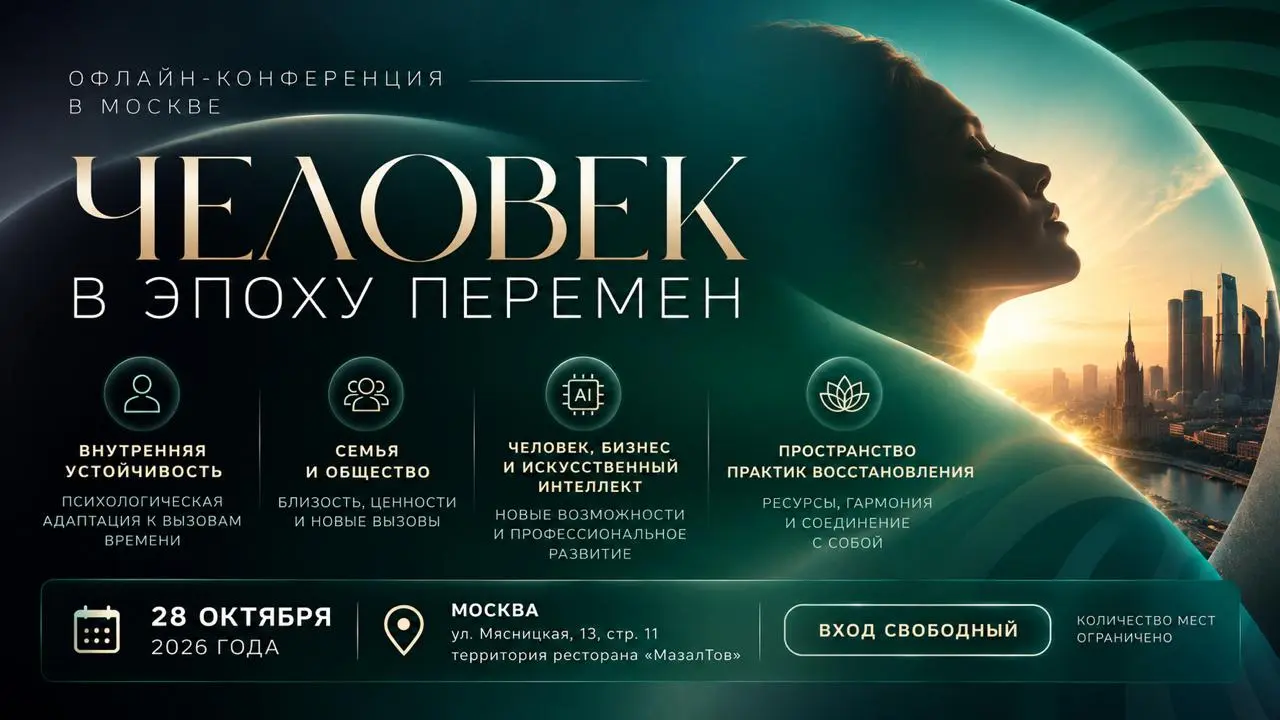 ЧЕЛОВЕК В ЭПОХУ ПЕРЕМЕН
28 октября 2026 года в Москве состоится междисциплинарная конференция «Человек в эпоху перемен», посвящённая ценностям, отношениям, технологиям и будущему человека в меняющемся... | Сетка — социальная сеть от hh.ru