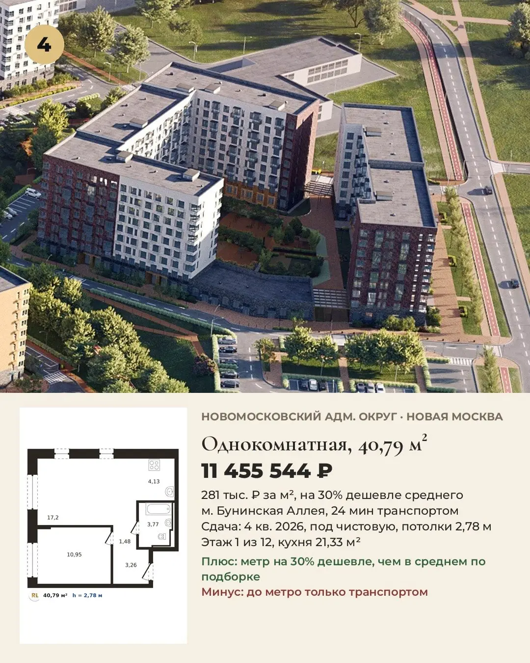 5 лучших однокомнатных 30-45 м² в Новой Москве. Цены на 27.10.
Выбирали для жизни: цена за м², путь до метро, срок сдачи, отделка, потолки.
1. Новомосковский адм | Сетка — социальная сеть от hh.ru