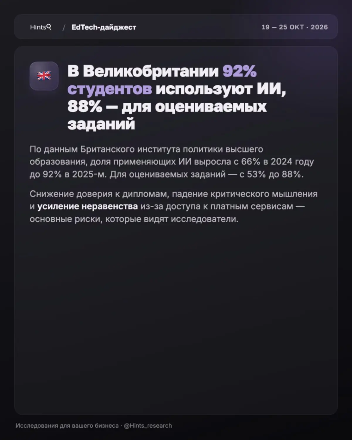 Обзор рынка ЭдТех от Hints с новостями  прошедшей недели ✨ | Сетка — социальная сеть от hh.ru