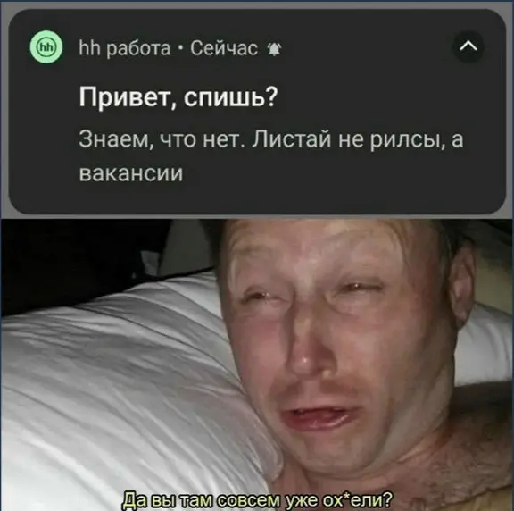 Спишь такой себе спокойно и тут оповещение. | Сетка — социальная сеть от hh.ru