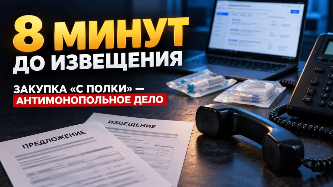 ⚖️ За 8 минут до извещения: как закупки «с полки» стали антимонопольным делом
Способ закупки выбирал заказчик, а защищаться от выводов УФАС пришлось и поставщику | Сетка — социальная сеть от hh.ru