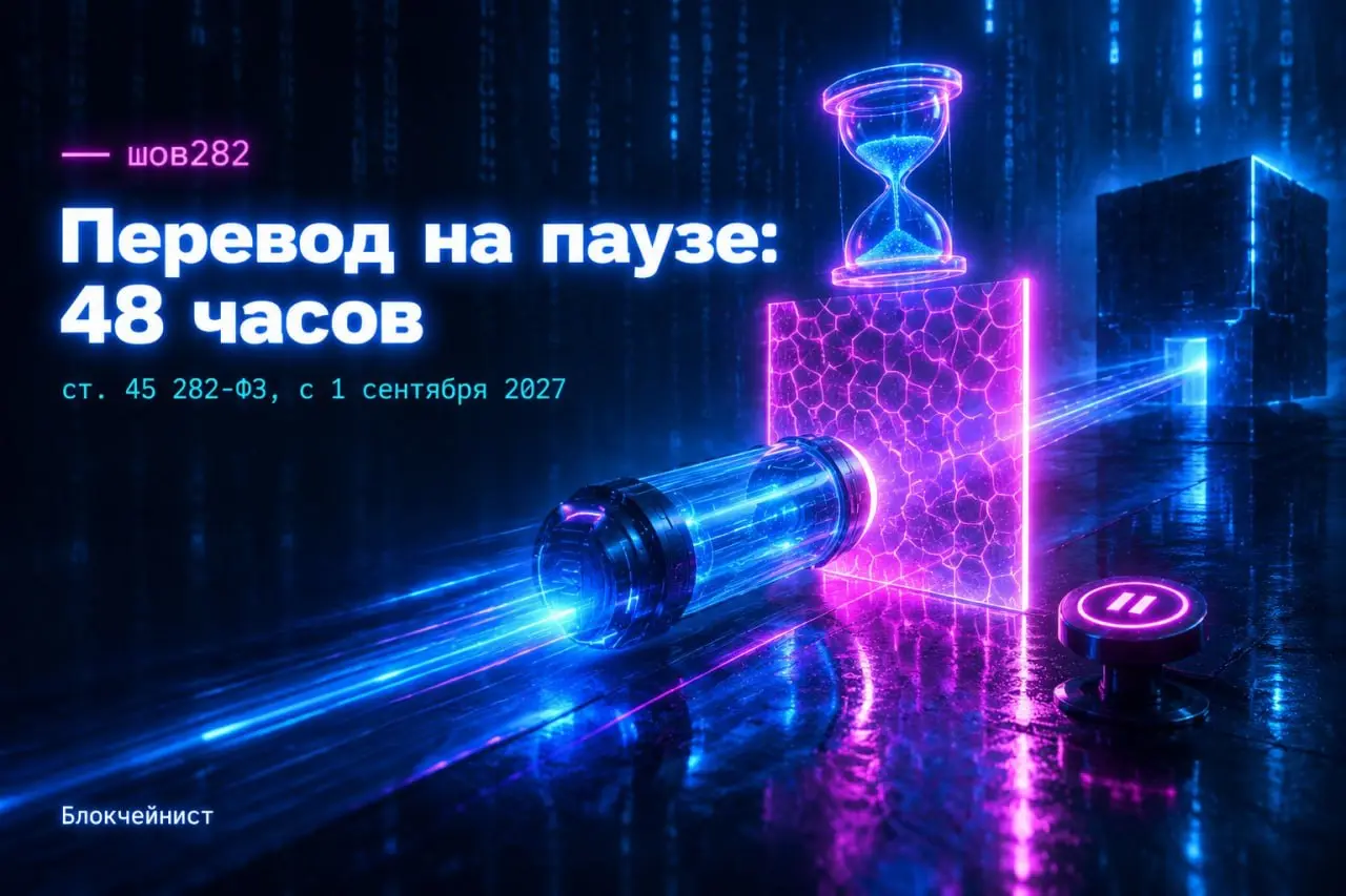 Через десять месяцев цифровой депозитарий не сможет просто взять и отправить крупный перевод. Часть придётся держать 48 часов.
Это статья 45 282-ФЗ, с 1 сентября 2027 года | Сетка — социальная сеть от hh.ru