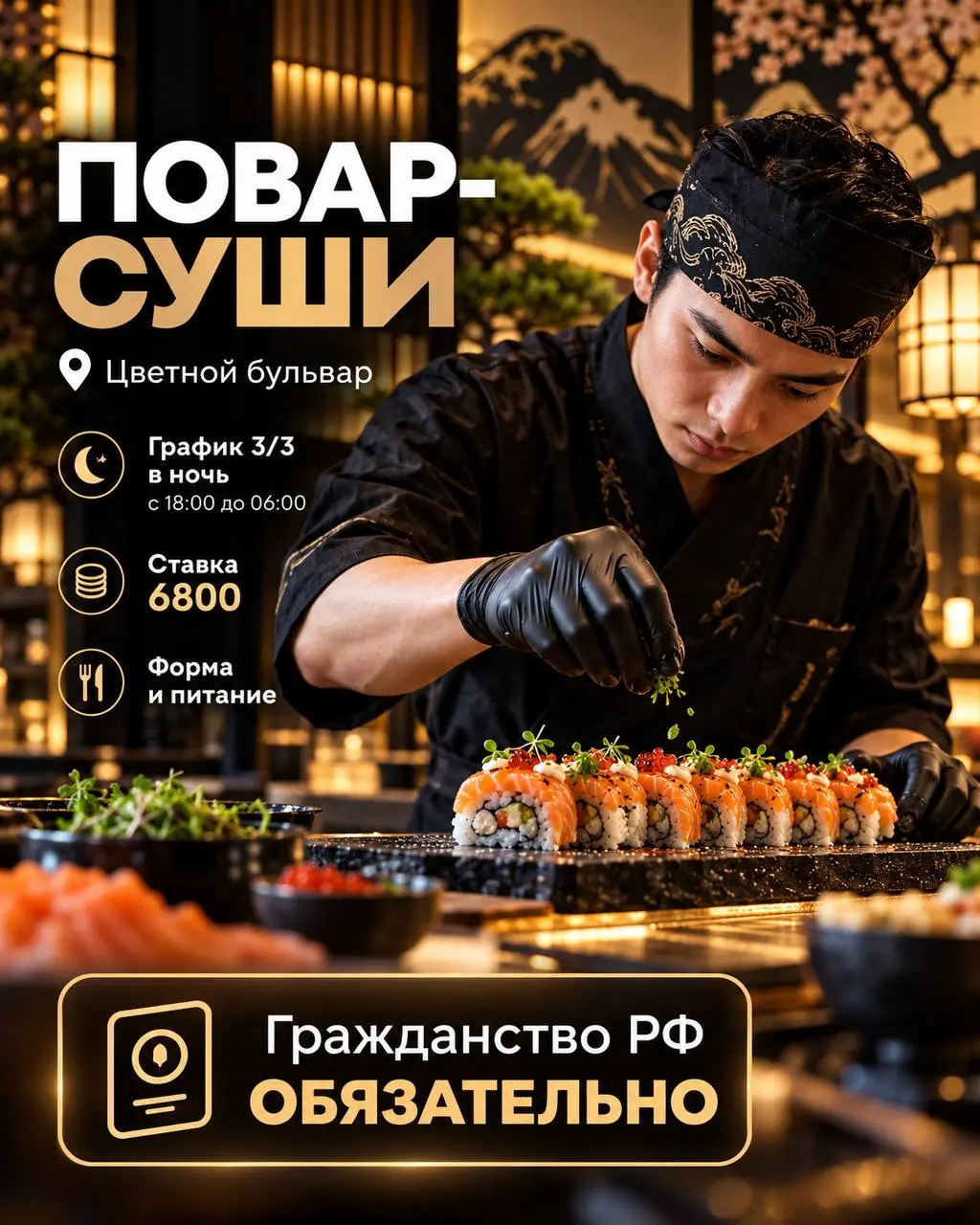 ПОВАР-СУШИ
От 6 800₽/смена
Прямой работодатель
• Москва, м. Цветной бульвар
• Рестораны/Кафе
• +79680423957
Полное описание вакансии размещено в Телеграм и Макс | Сетка — социальная сеть от hh.ru