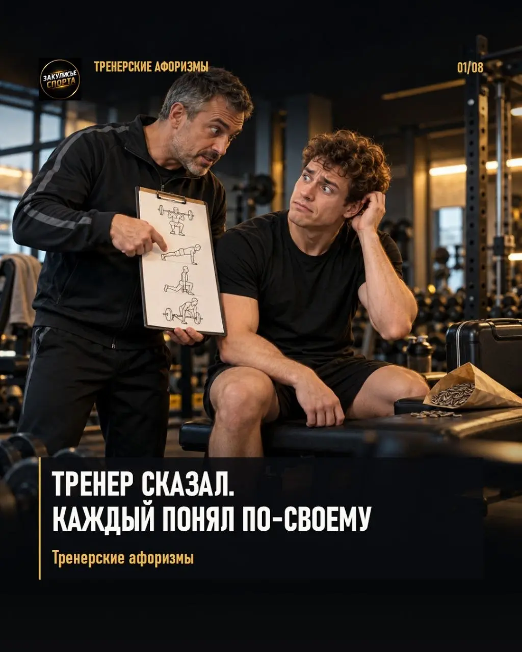 😄Некоторые фразы тренера лучше не представлять буквально.
🎬Тренер объясняет упражнение. Воображение спортсмена уже снимает кино.
🗣Какая фраза вашего тренера заслуживает отдельной карточки?
.
. | Сетка — социальная сеть от hh.ru
