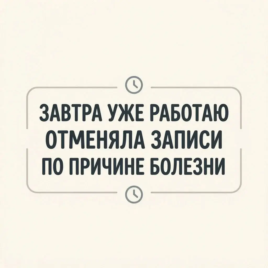 «Отменяла записи — болела, восстанавливалась.
Завтра работаю в штатном режиме, в ЦУМе принимаю. Пишите — подберём окошко!» | Сетка — социальная сеть от hh.ru