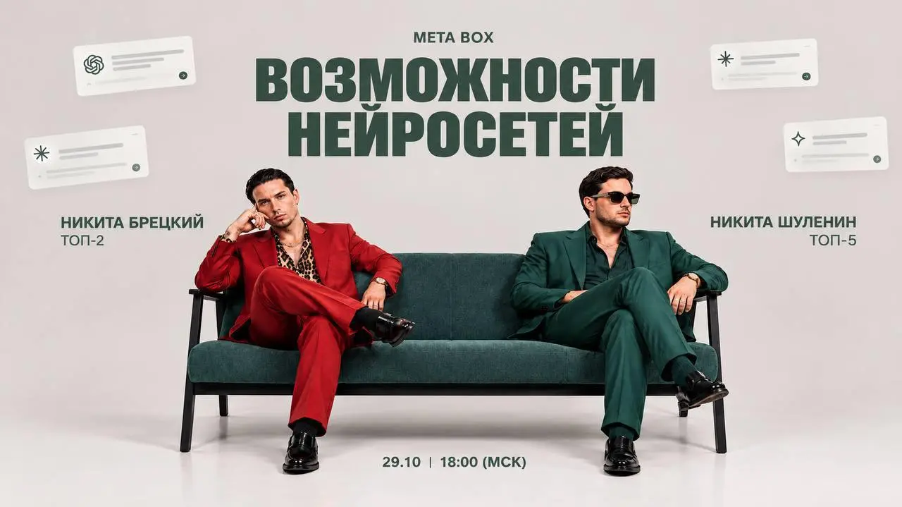 🌊ЭФИР ВОЗМОЖНОСТЕЙ ПО AI В 2026
👉ВНИМАНИЕ ТОП-2 и ТОП-5 КОМПАНИИ !
💙× НИКИТА БРЕЦКИЙ VS НИКИТА ШУЛЕНИН
Два предпринимателя с большим опытом построения команд, развития бизнеса и практического применен... | Сетка — социальная сеть от hh.ru