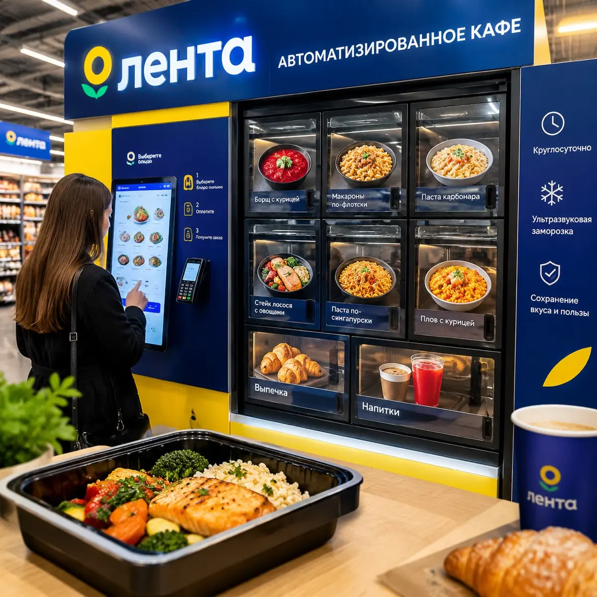 «Лента» открыла первое автоматизированное кафе | Сетка — социальная сеть от hh.ru