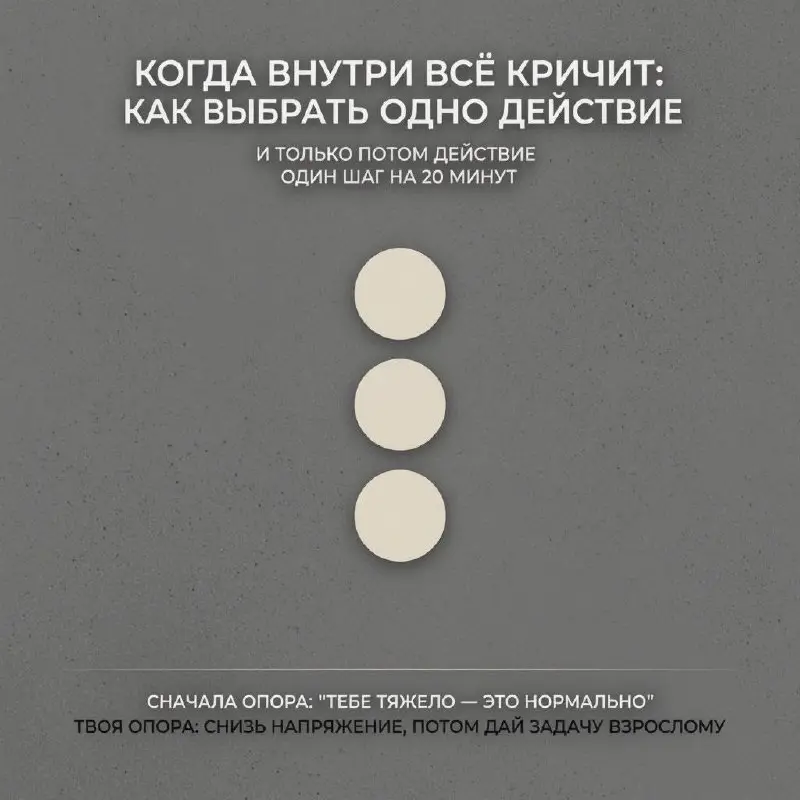 «Когда внутри всё кричит, а надо просто решить: как Взрослый помогает выбрать одно действие»
Вчера мы говорили про Взрослого не как про строгого контролёра, а как про спокойного координатора: он не да... | Сетка — социальная сеть от hh.ru
