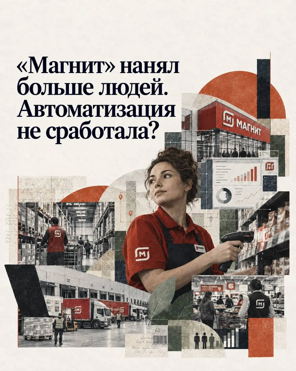 В «Магните» в 2024 году работали около 368 тысяч человек, в 2025-м — 394 тысячи. Число магазинов увеличилось примерно с 31,5 до 33,4 тысячи, а выручка достигла 3,51 трлн рублей | Сетка — социальная сеть от hh.ru