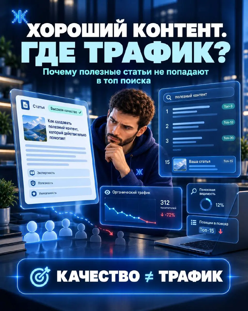 ⚡️⚡️⚡️ Почему хороший контент не всегда получает трафик? | Сетка — социальная сеть от hh.ru