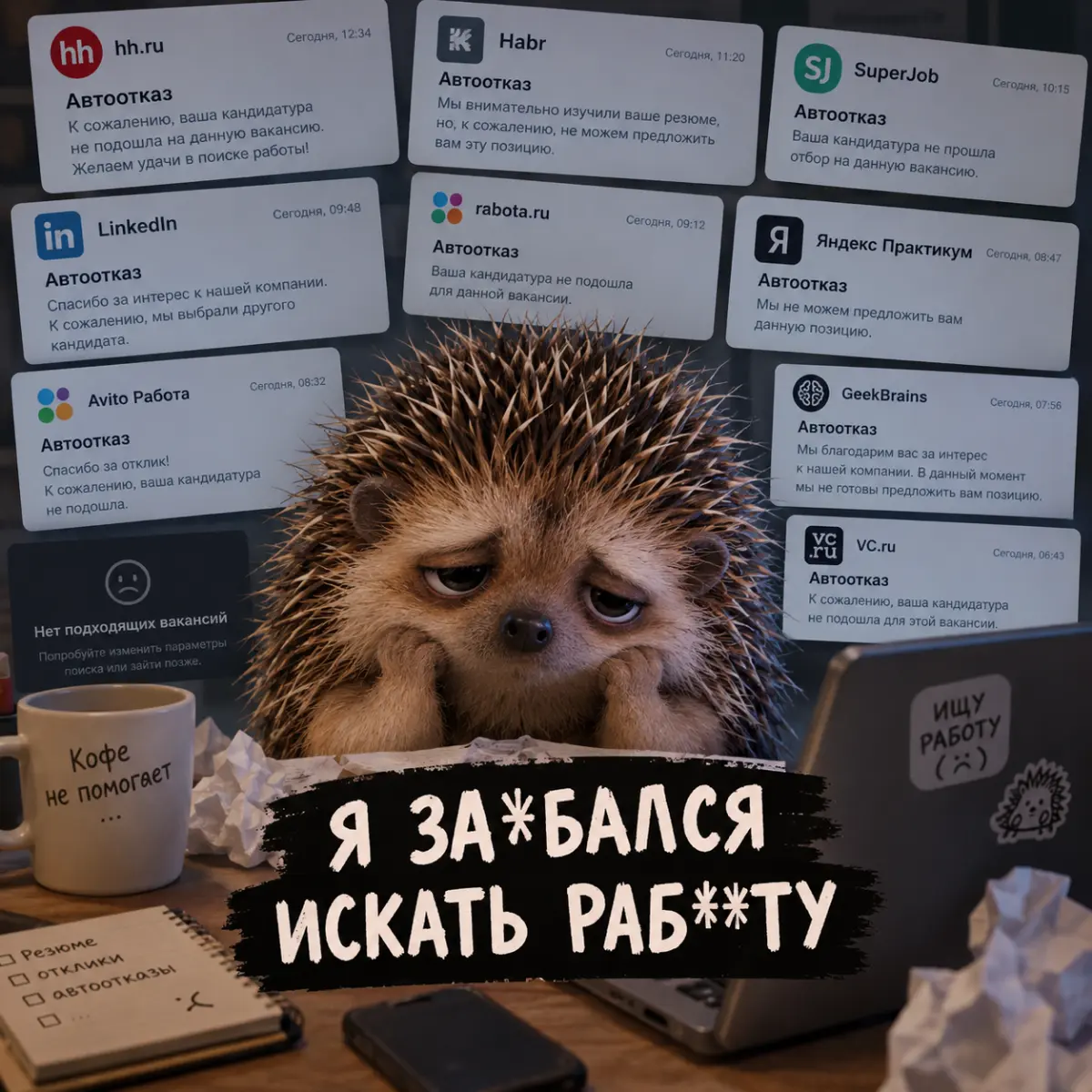 🤖 75 откликов. 56 автоотказов. | Сетка — социальная сеть от hh.ru