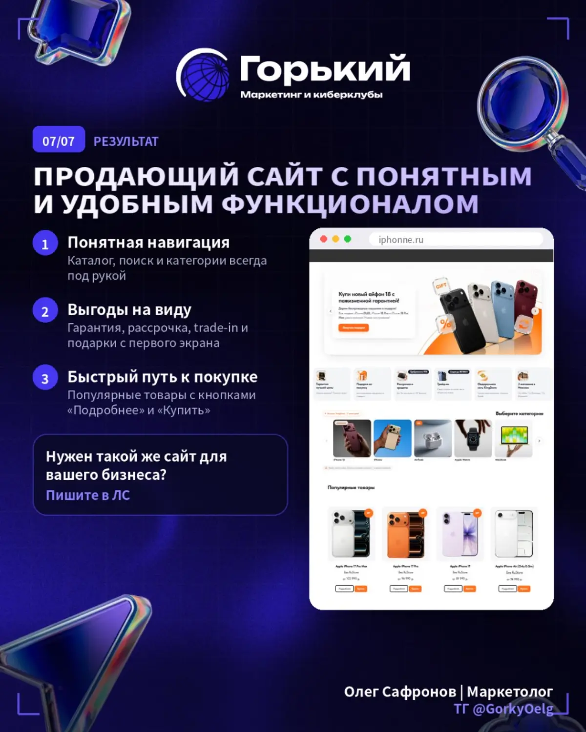 Кейс: разработка веб-сайта для сети магазинов Apple-техники | Сетка — социальная сеть от hh.ru