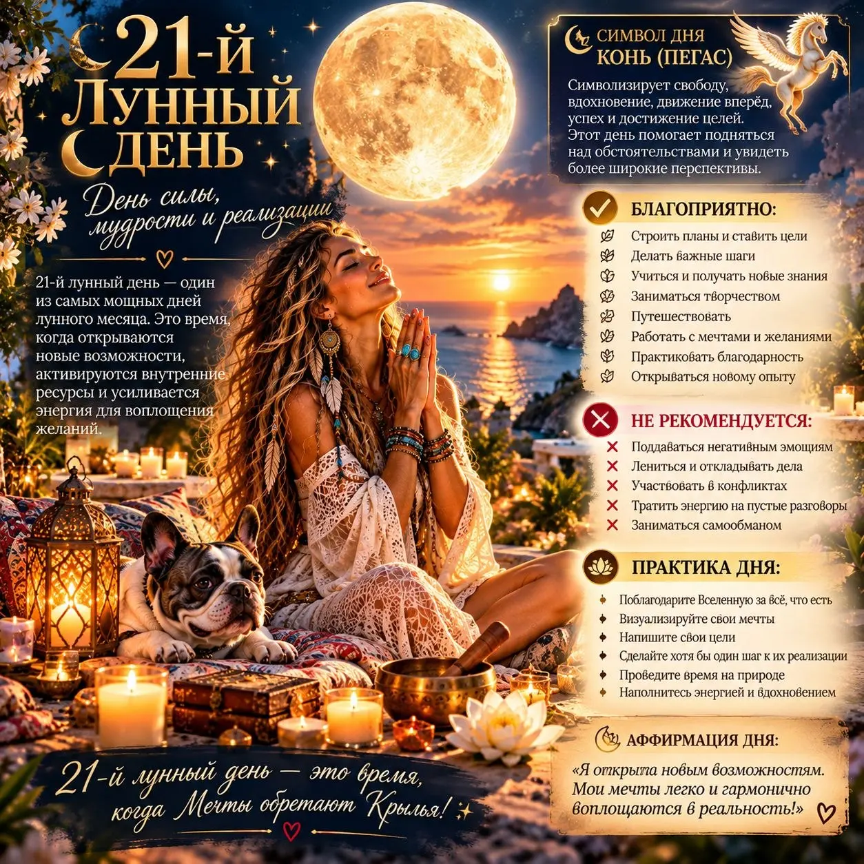 🌙 21-Й ЛУННЫЙ ДЕНЬ — ДЕНЬ ПЕГАСА! 🪽🐎
✨ Сегодня говорим об Энергии Свободы, Смелости и Движения вперёд!
В лунных традициях символ этого Дня — Конь, а один из его образов — крылатый Пегас | Сетка — социальная сеть от hh.ru